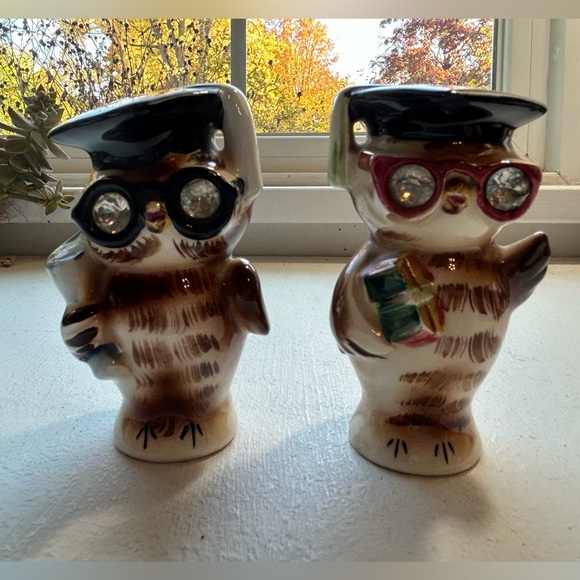 Vintage Lefton salt and pepper shakers MCM 1950’s Wise Owl anthropomorphic two - Picture 5 of 8